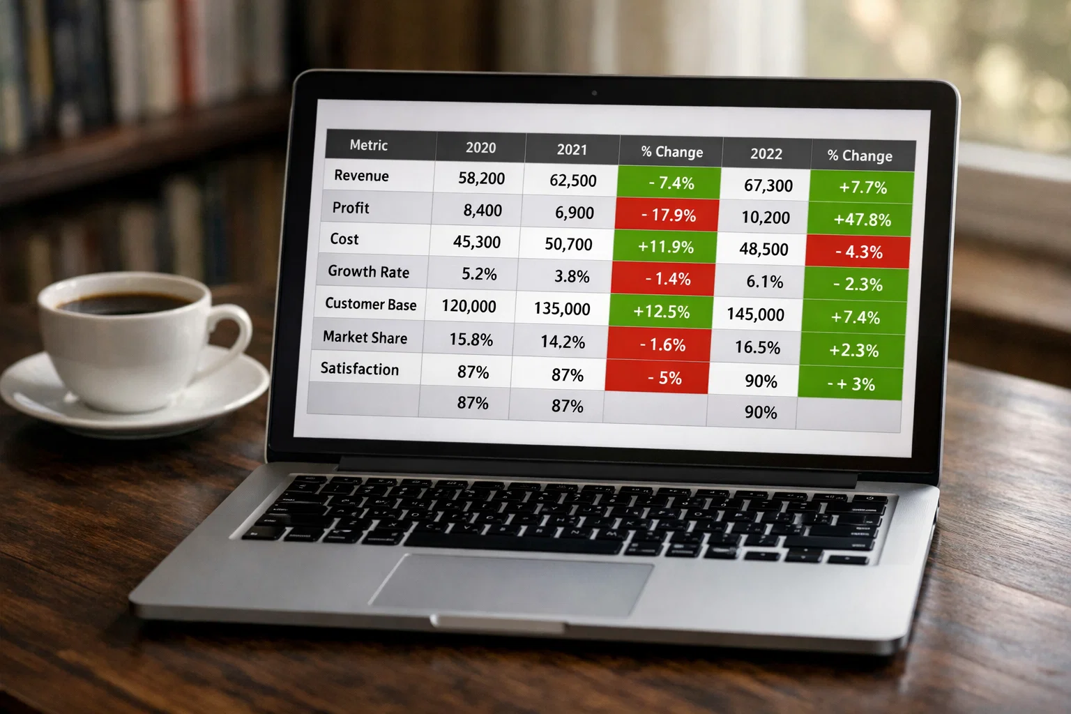 Tabella comparativa su schermo di laptop