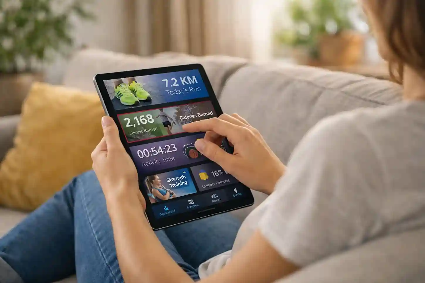 Persona che analizza offerte promozionali su tablet